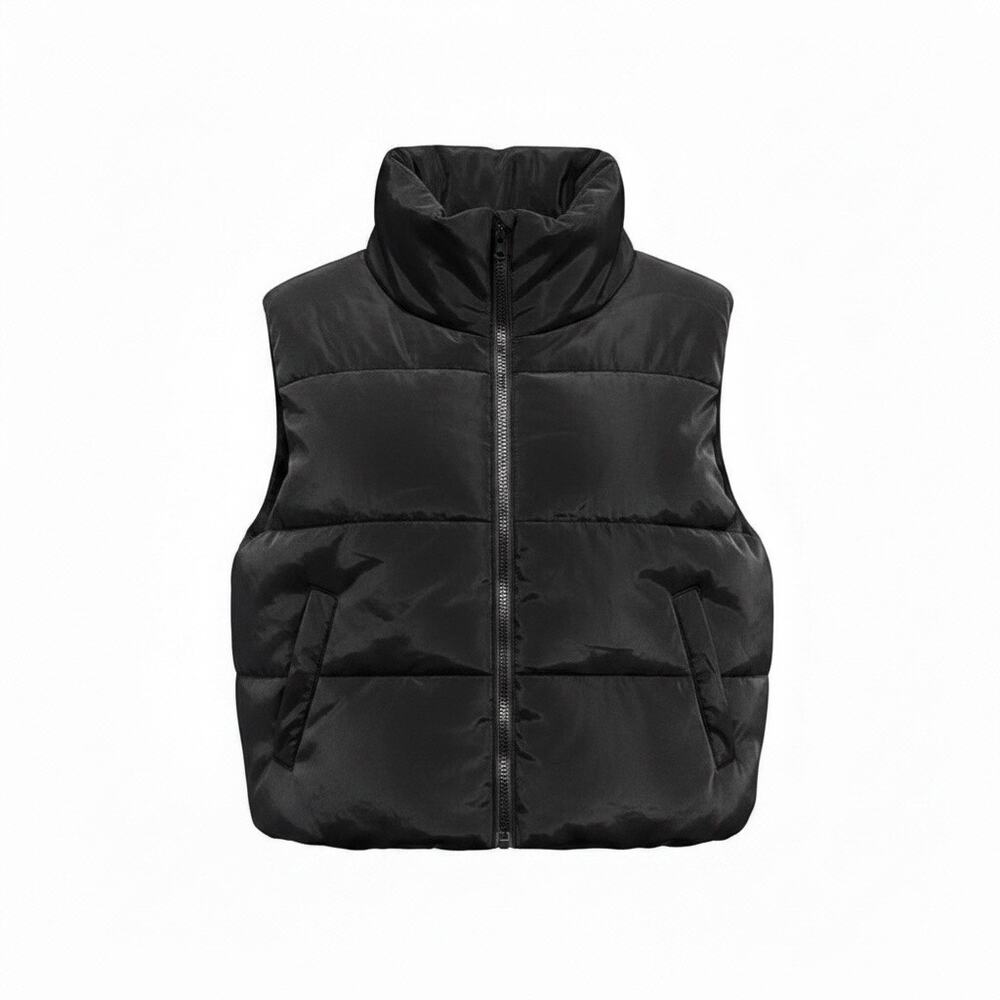 AUTOMET Women’s Black Puffer Vest Size Small Zip Front Lightweight Vest